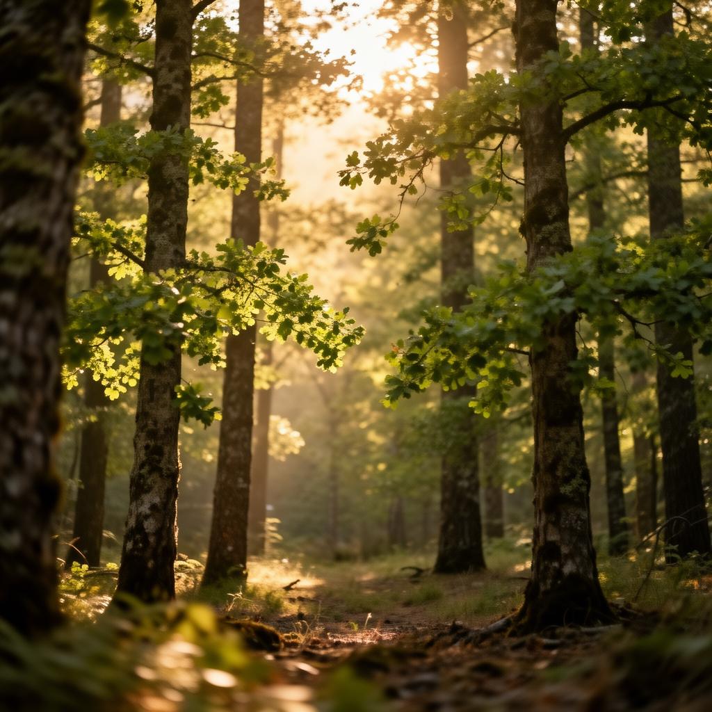 Sunlight filtering through alder trees in the Sierra Foothills